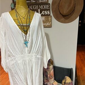 Old Navy White V-Neck Maxi Dress